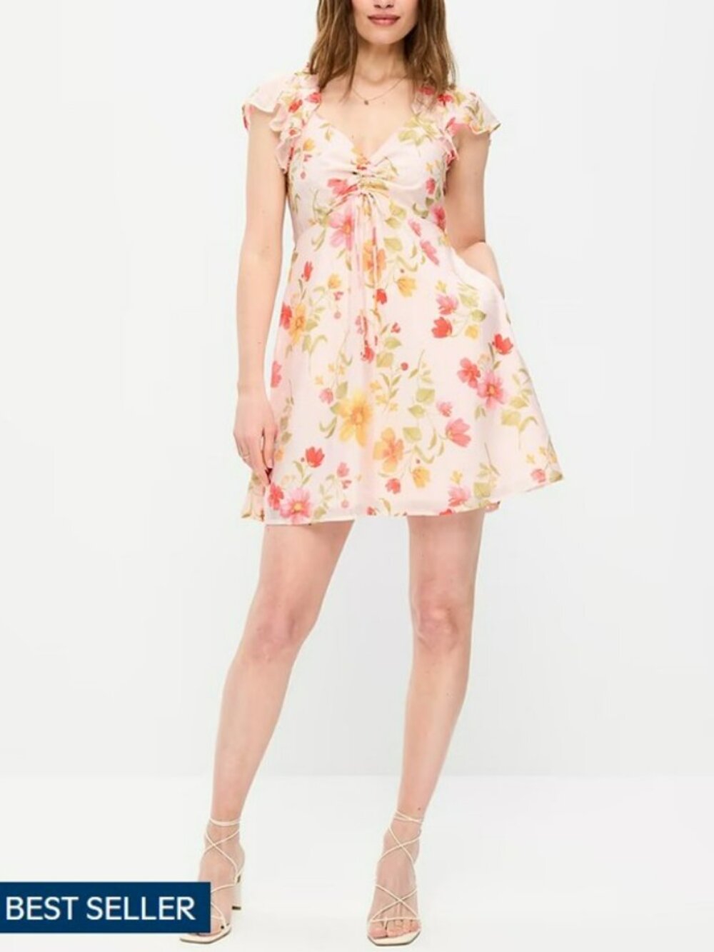 NWT Old Navy  Sz XL Women's Flutter-Sleeve Fit & Flare Mini Dress  Pink Floral